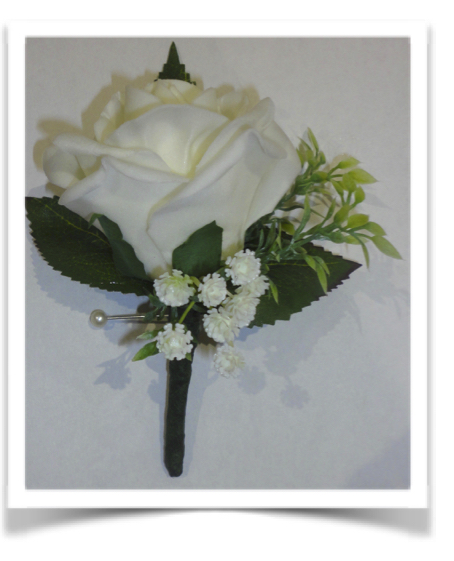 Rose & Gypsophila Buttonhole with Thyme